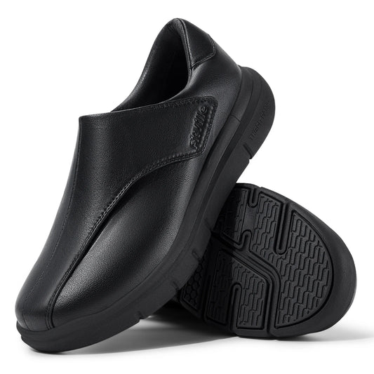 Men's Leather Shoes Diabetic Shoes Casual Oxford Shoes Adjustable Lightweight Formal Business Shoes for Swollen Feet
