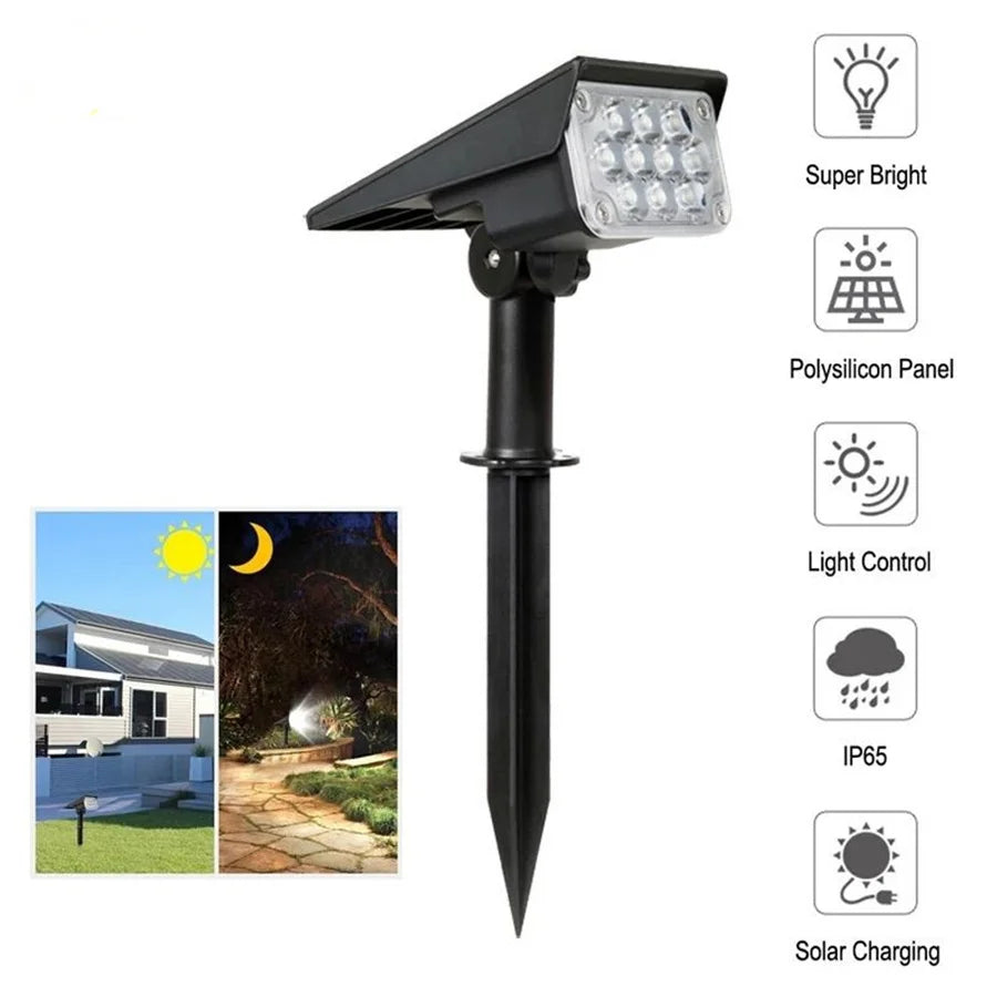 New 2 In 1 Solar Garden Light Adjustable Outdoor Wall Lamps Waterproof Super Bright Spotlights RGB Solar Landscape Lawn Lamps