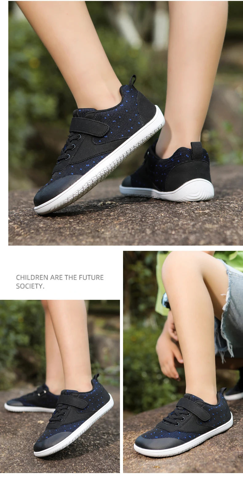 Boys Girls Wide Toe Barefoot Sneakers Minimalist Lightweight Non Slip Kids Walking Skate Shoes Comfortable Breathable Soft
