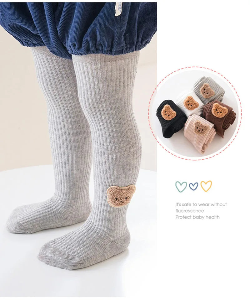 New Autumn Kids Pantyhose Children Cartoon Bear Leggings Girls Outwear Render Pants Girls