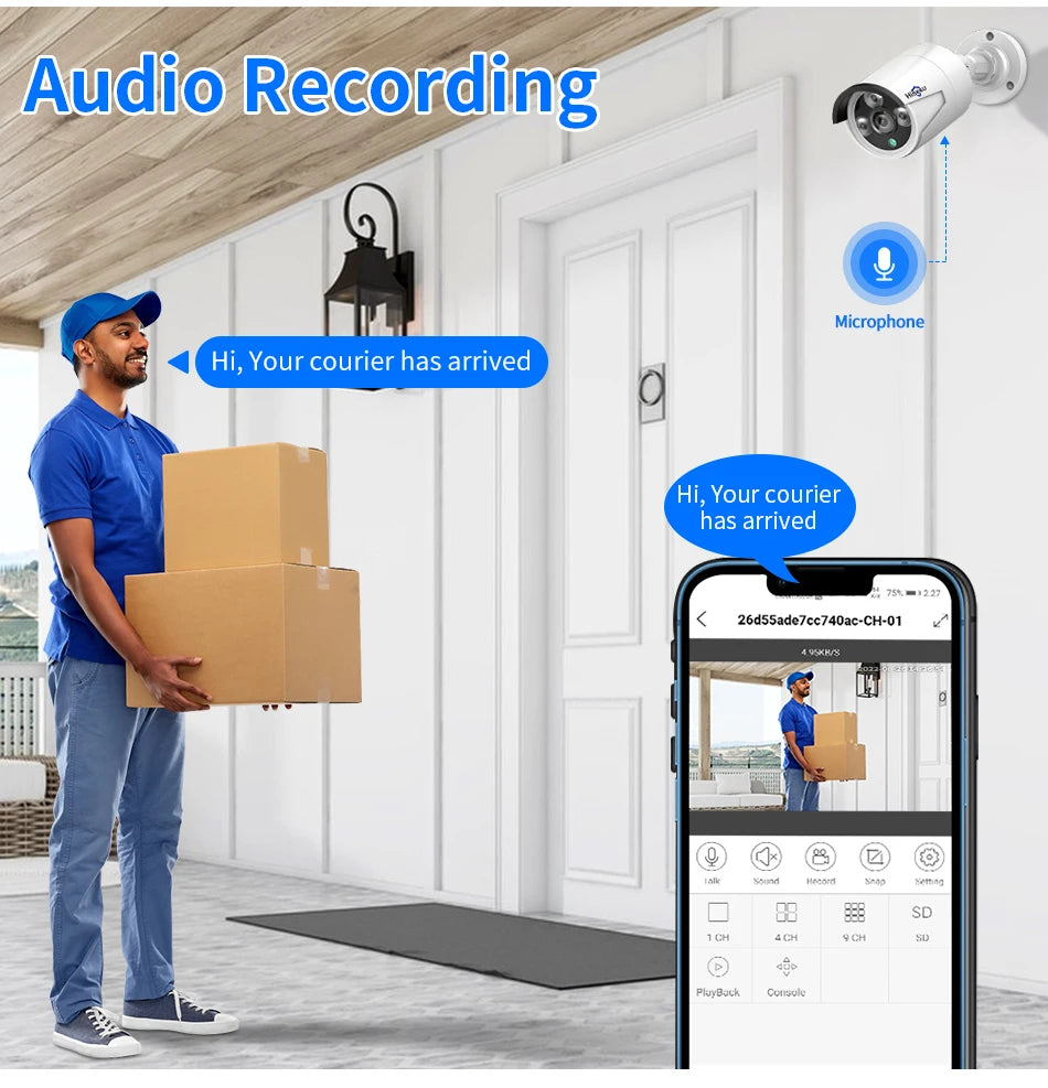 Hiseeu 5MP Audio IP Security Surveillance Camera POE H.265 Outdoor Waterproof IP66 CCTV Camera P2P Video Home for POE NVR