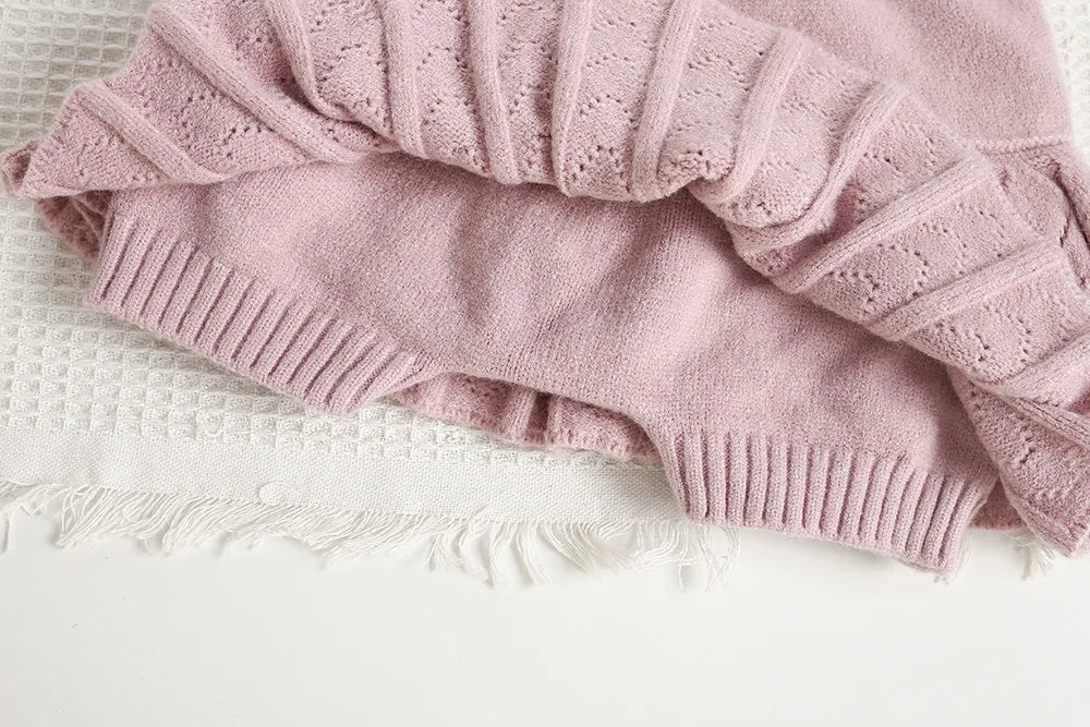 Autumn Children Sweater Set Hollow Knitting Girls Knitwear + Skirt Korean Version Loose Kids Outfit 2PCS 9M-5T Girls