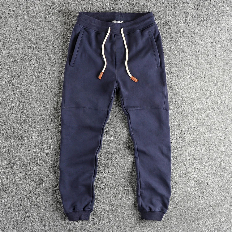 Herfst Nieuwe Amerikaanse Retro Badstof Effen Kleur Joggingbroek Heren Eenvoudige Gewassen Trekkoord Casual Sport Jeugd Enkelband Broek