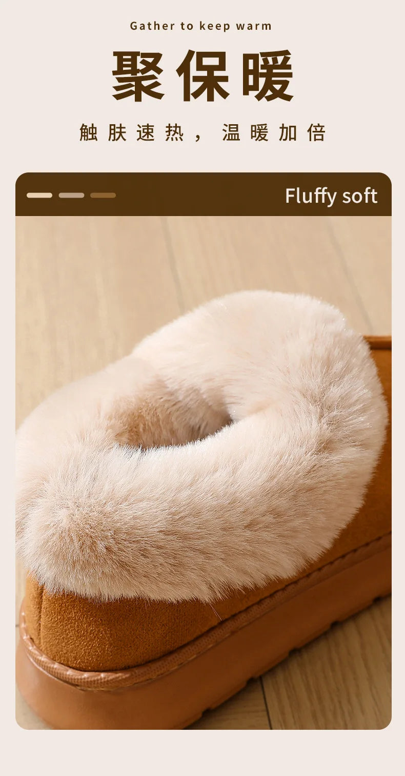 Women's Winter Warm Fuzzy Platform Slippers Suitable As Leisure Indoor and Outdoor Slides Slip On Cosy Fluffy Ladies' Snow Boots