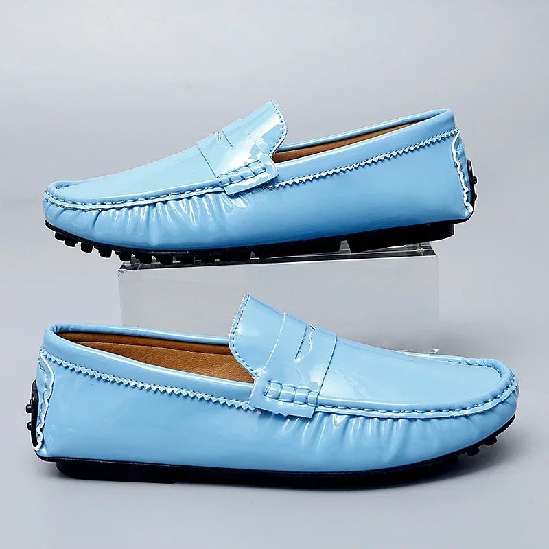 Fashion Style Men Blue Casual Loafers England Italy Stylish Trendy Male Formal Dress Shoes Large Size 35-48 Mens Moccasin Shoes