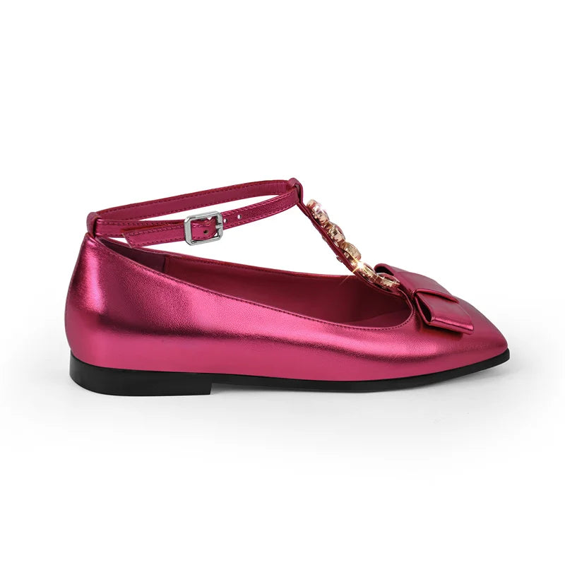 Woman Rose Red Elegent Slip On Flats Fashion Daily Elegant Crystal Flat Shoes