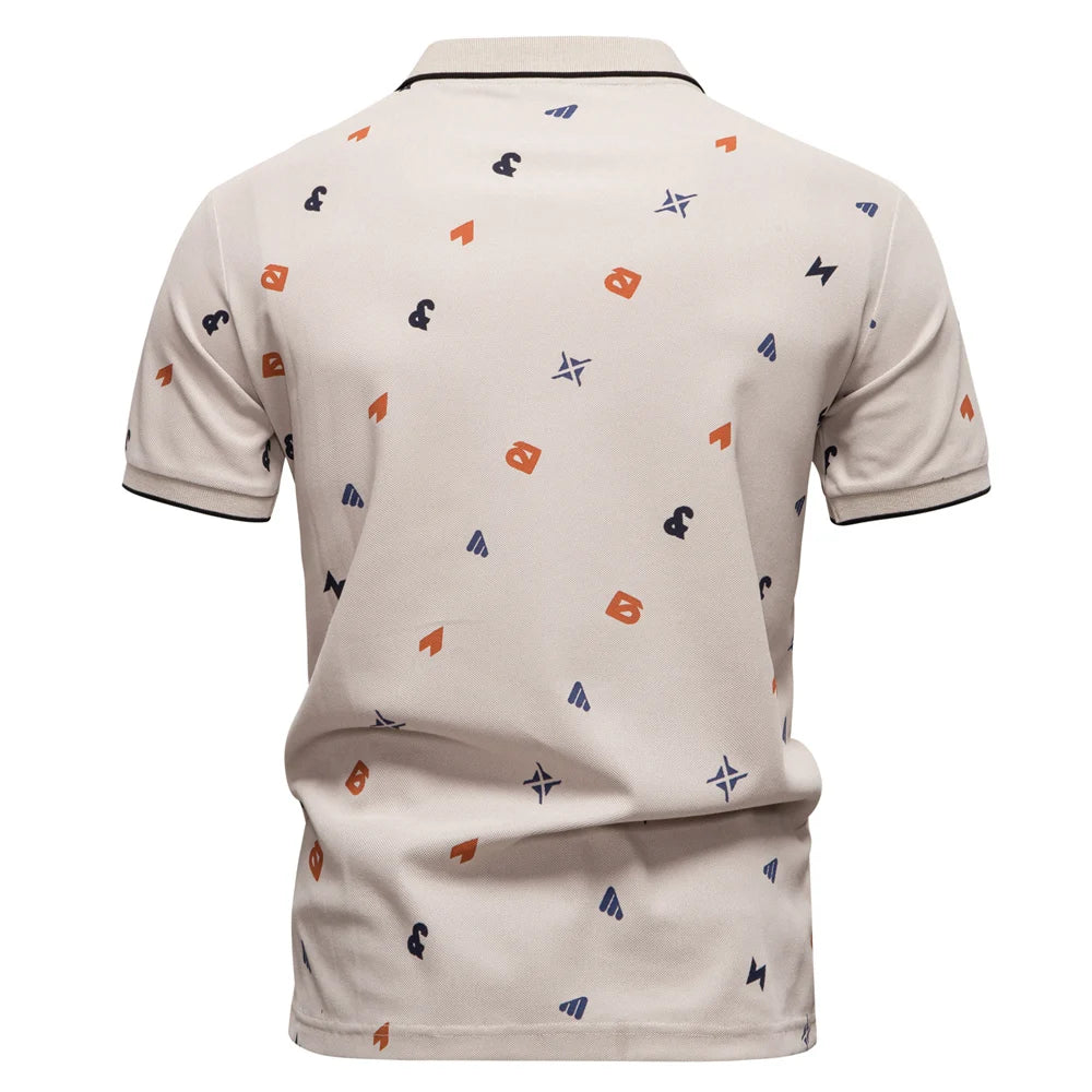 2025 Zomer Nieuw Heren Effen Poloshirt met Bedrukte Omslagkraag Casual Slim Fit Ademend Comfortabel Topje