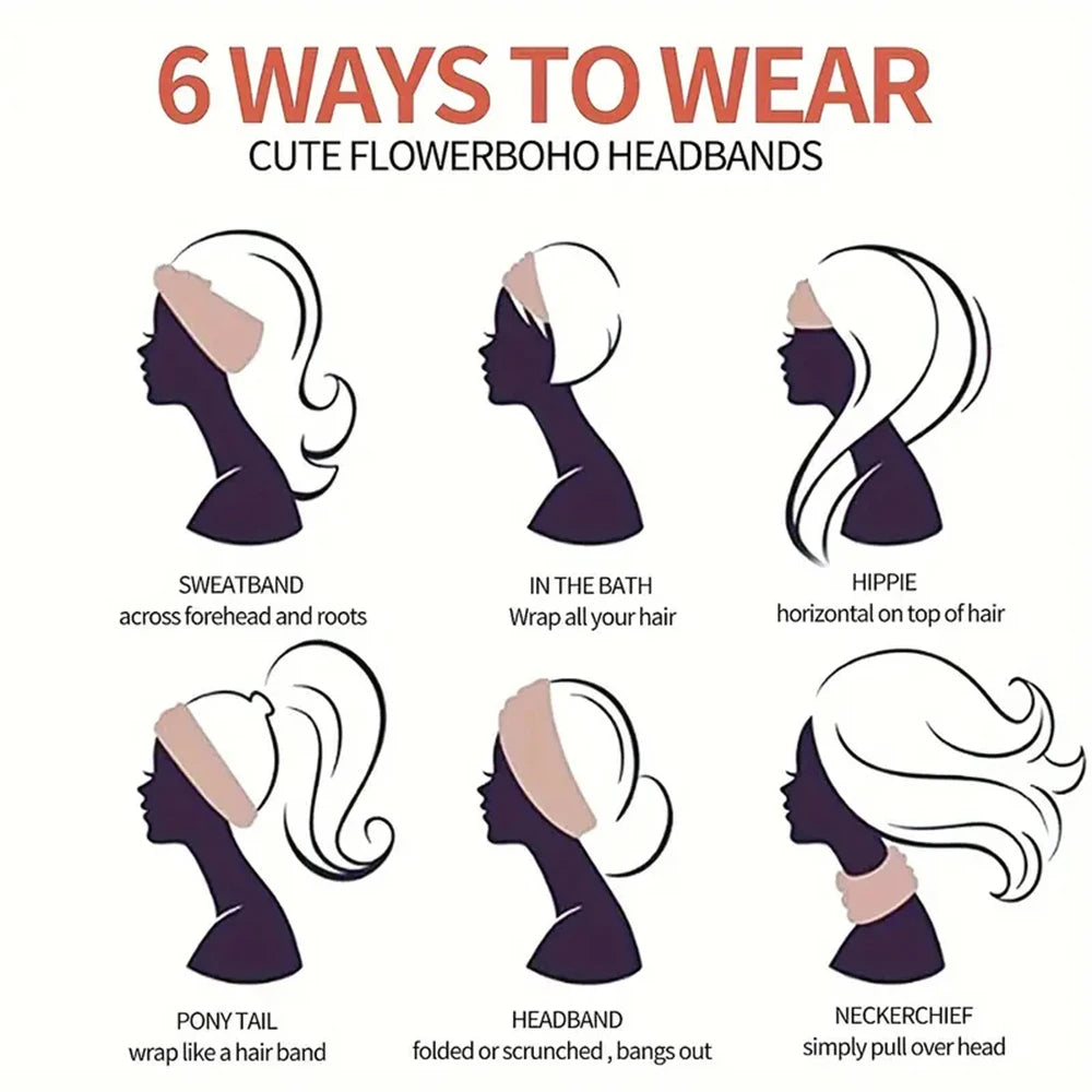 1 stuk Europees-Amerikaanse dames Bohemian stijl elastische hoofddoek modieuze ademende katoenen brede rand haaraccessoires