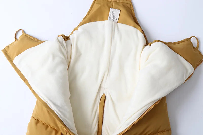 Unisex 2Pcs Winter Warm Children's Ski Clothes Set Thicken Fur Lining Hooded Coats & Overalls Set Snowsuit For Kids 2-5Y