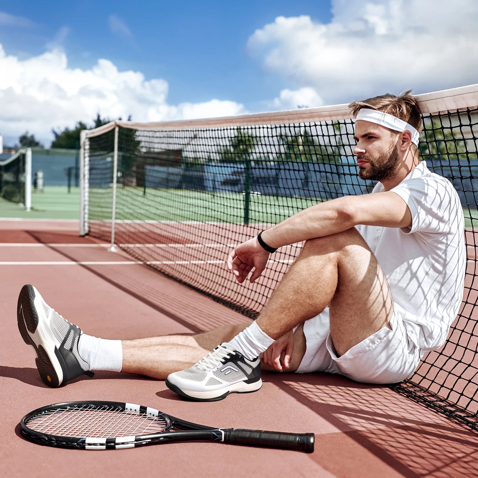 Men's Wide Pickleball And Full Court Tennis Sneakers with Arch Support - Lightweight Non-Slip Sports Shoe