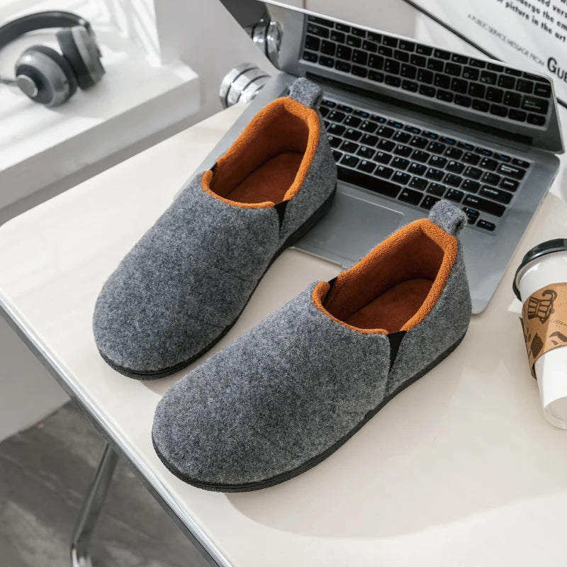 Men's Winter Plush Slippers Warm Fuzzy Soft Bottom Slides Comfortable Bedroom Shoes Indoor Male Anti-Slips Slippers