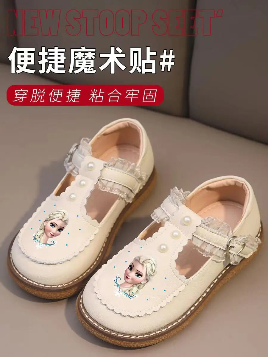 Disney Frozen Princess Girls Leather Casual Shoes - Spring Toddler Soft Sole Anti-Slip Walking & Play Footwear (Lolita Style)