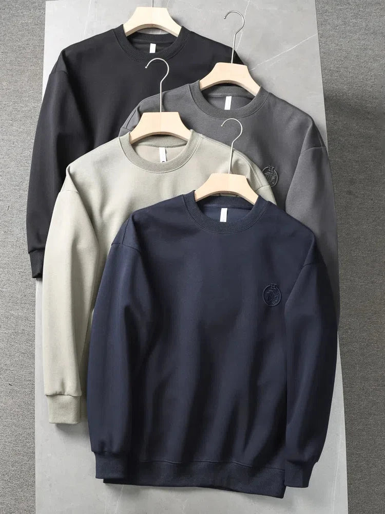 Autumn New American Retro Long Sleeve O-neck Embroidery Sweatshirts Men's Fashion Washed Old Terry Pullover Casual Sportwear