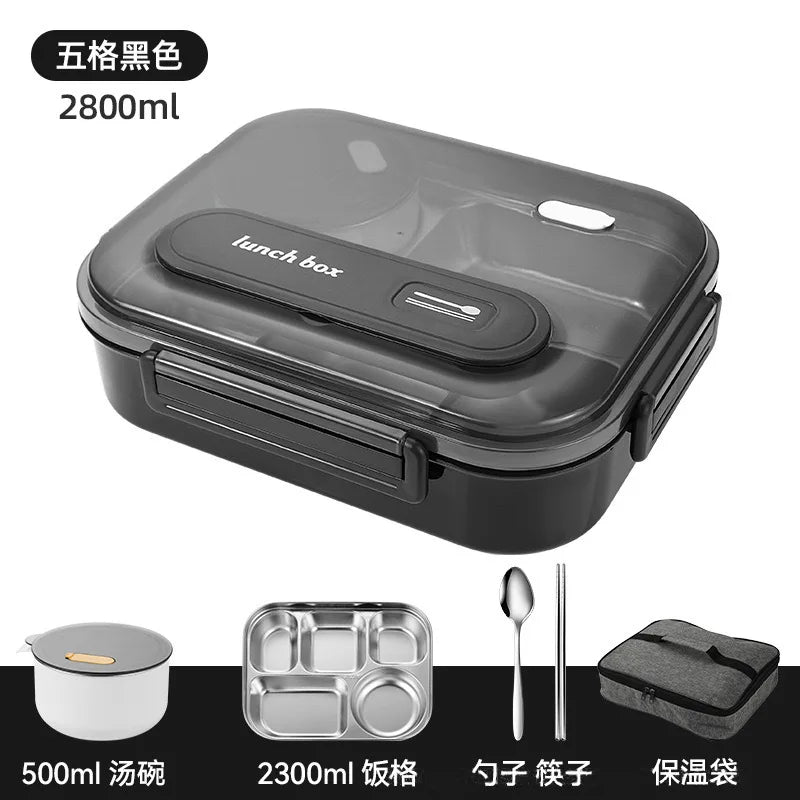 316 Stainless Steel FoodGrade Extra-Large Insulated Airtight Lunch Box - Microwave Safe Container for Office Workers & Students