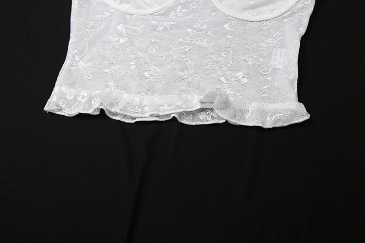Dames Mesh Patchwork 2-delige Set Dames Doorzichtige Rugloze Camisole Tops + Jacquard Skinny Lange Rokken Bijpassende Elegante Pakken
