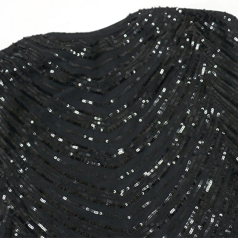 Women's Sexy Solid Color Sequin Decor Sleeveless Backless Bandeau Party Dress