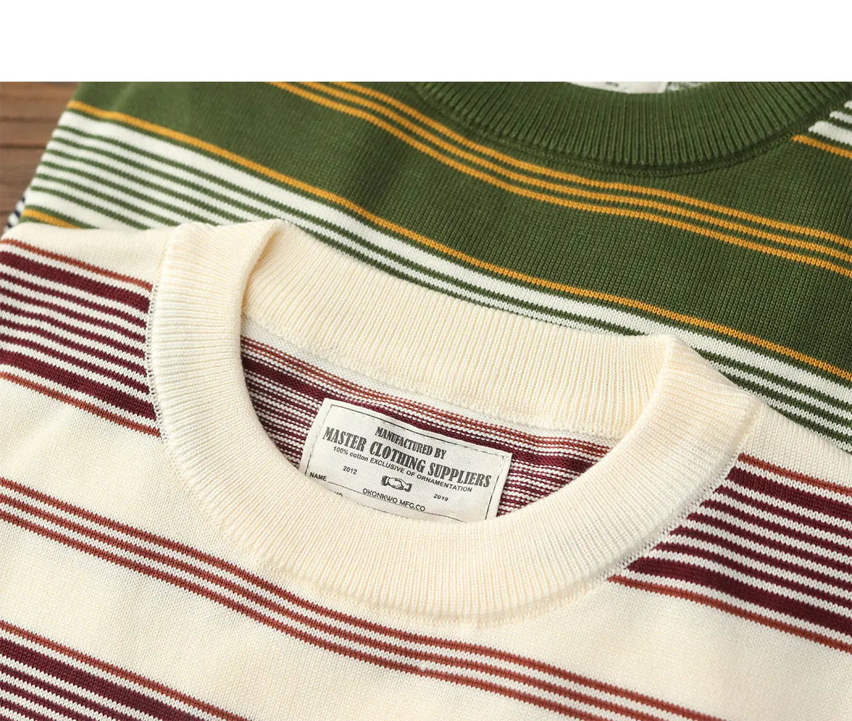 2025 Zomer Nieuwe Amerikaanse Retro 280G Korte Mouw O-hals Gebreid Gestreept T-shirt Heren Eenvoudig 100% Katoen Gewassen Casual Slim Tops