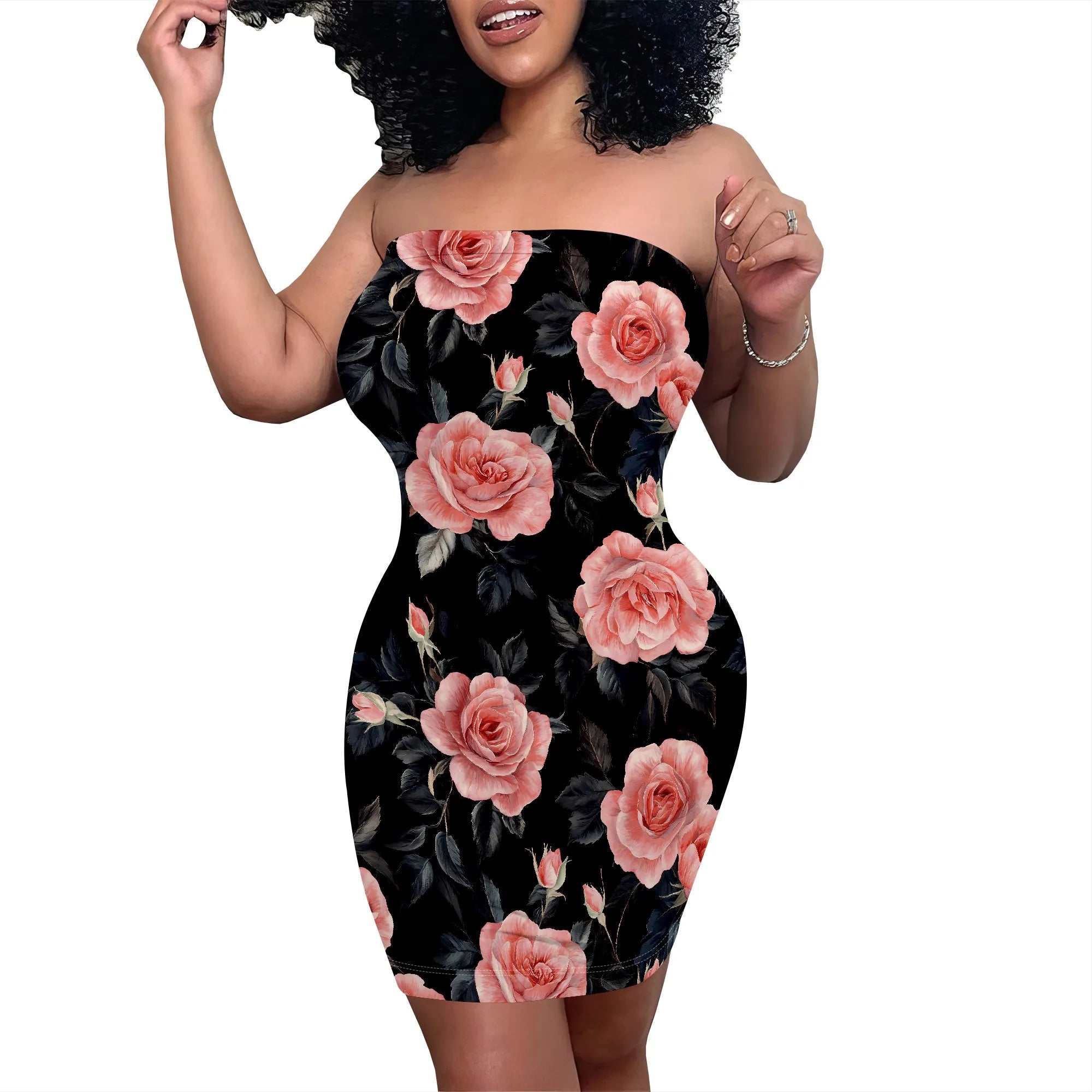 Women's Summer Casual Tube Top Sexy Strapless Bodycon Midi Drees Club Party Dresses