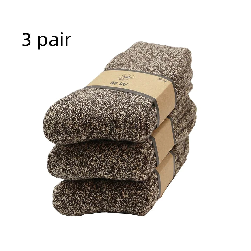 3/5 Pair Winter Men's Merino Wool Socks Super Thick Warm High Quality Harajuku Retro Snow Casual Anti-Freeze Cashmere Socks For Men