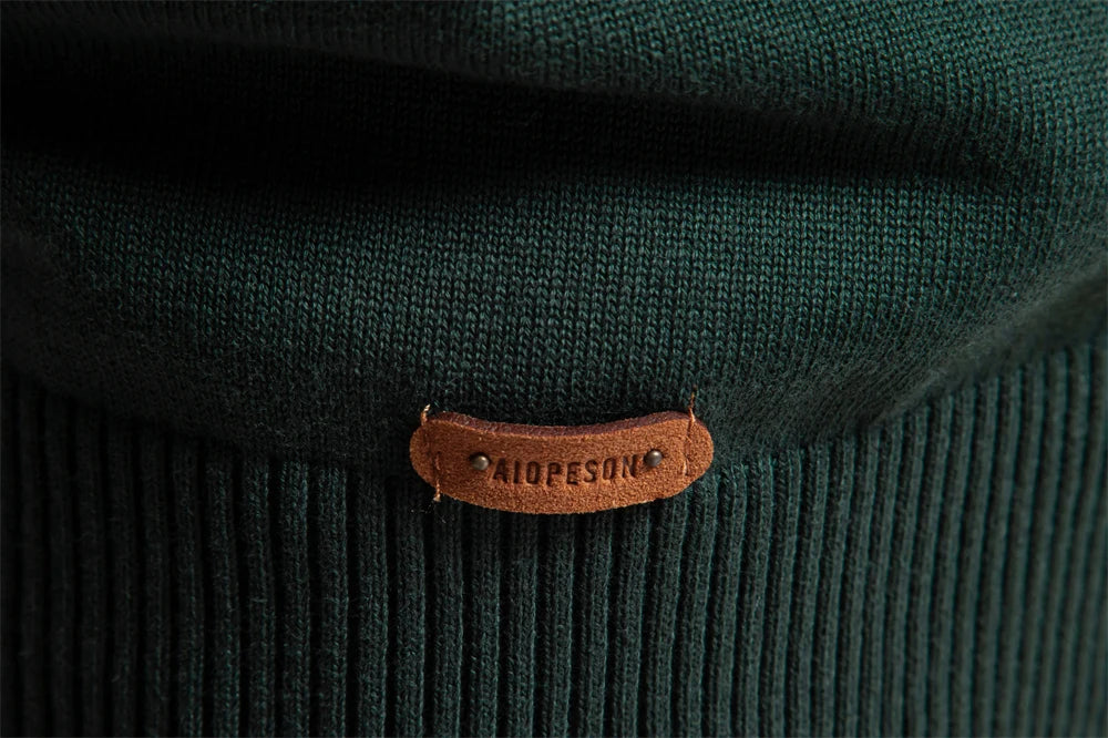 Men's Mock Neck Cotton Pullover Knit Sweaters Casual Business Strip Ribbed Turtleneck Sweaters for Men