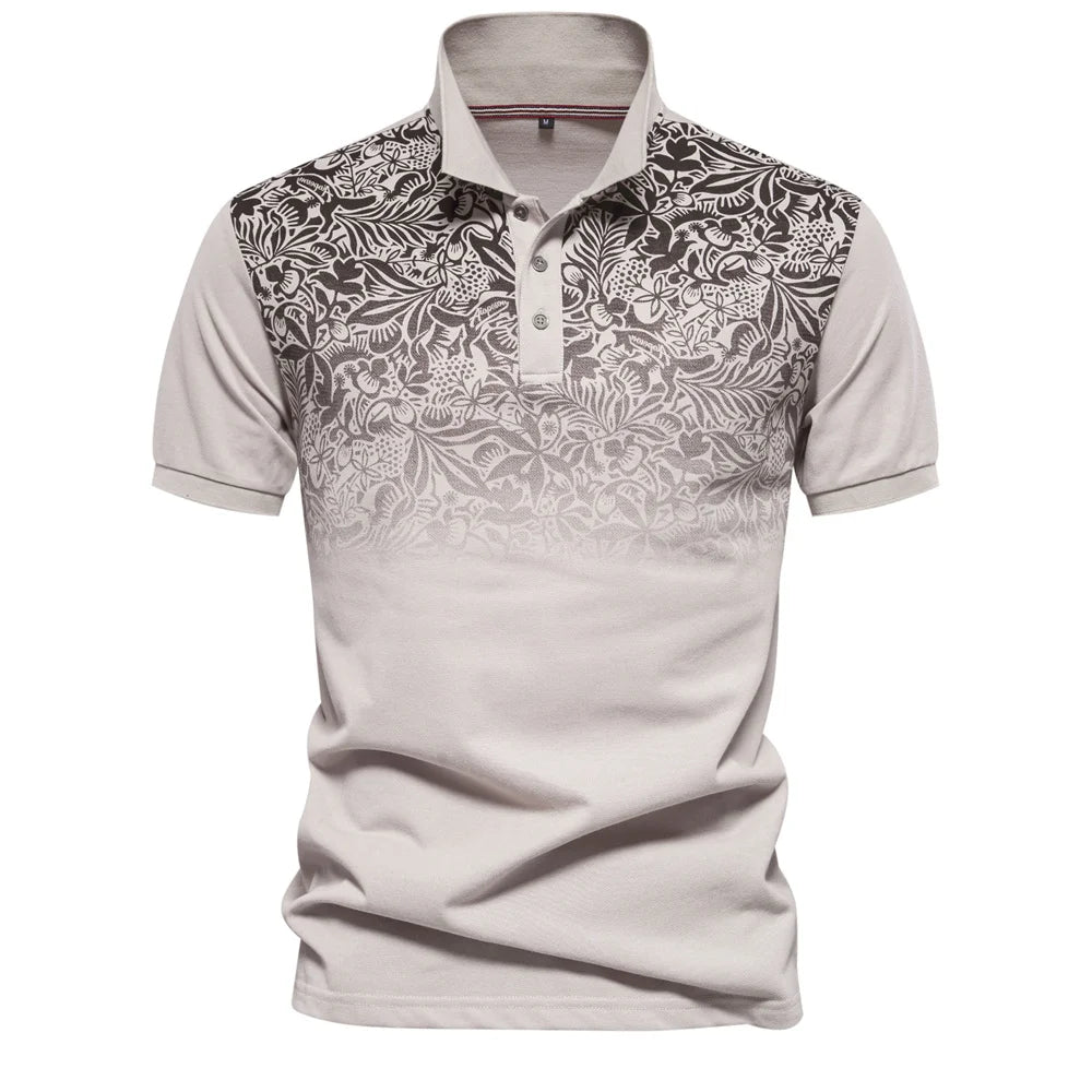 Men's Gradient Printed Cotton-Blend Short Sleeve Summer Polo Shirts