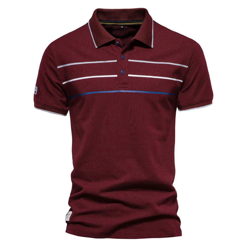 Men's Polo Shirts Cotton Short Sleeve Striped Contrast Colour Polo Shirts for Men Brand High Quality Social Polos Male