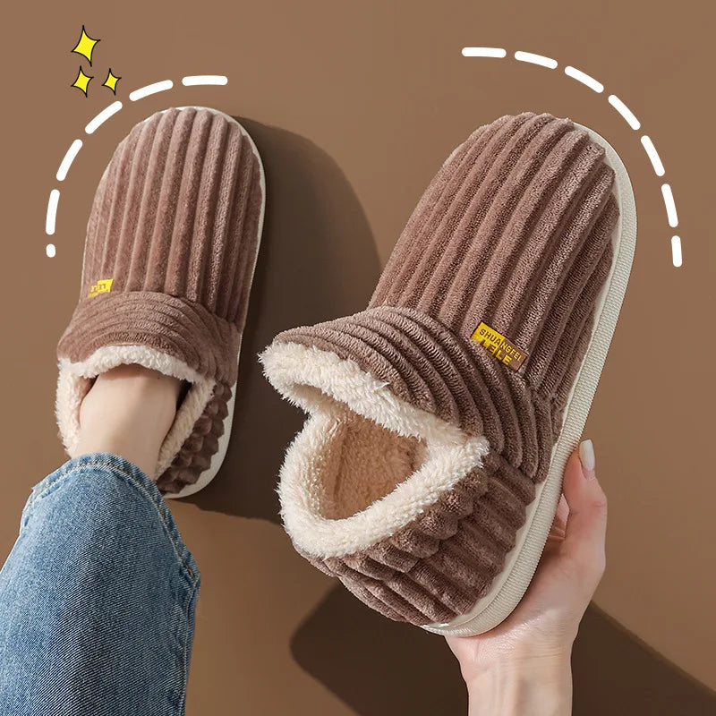 Unisex Warm Plush Fur Winter Slippers Indoor and Outdoor Fluffy Warm Fuzzy House Shoes With Fuzzy Soft Furry For Men & Women