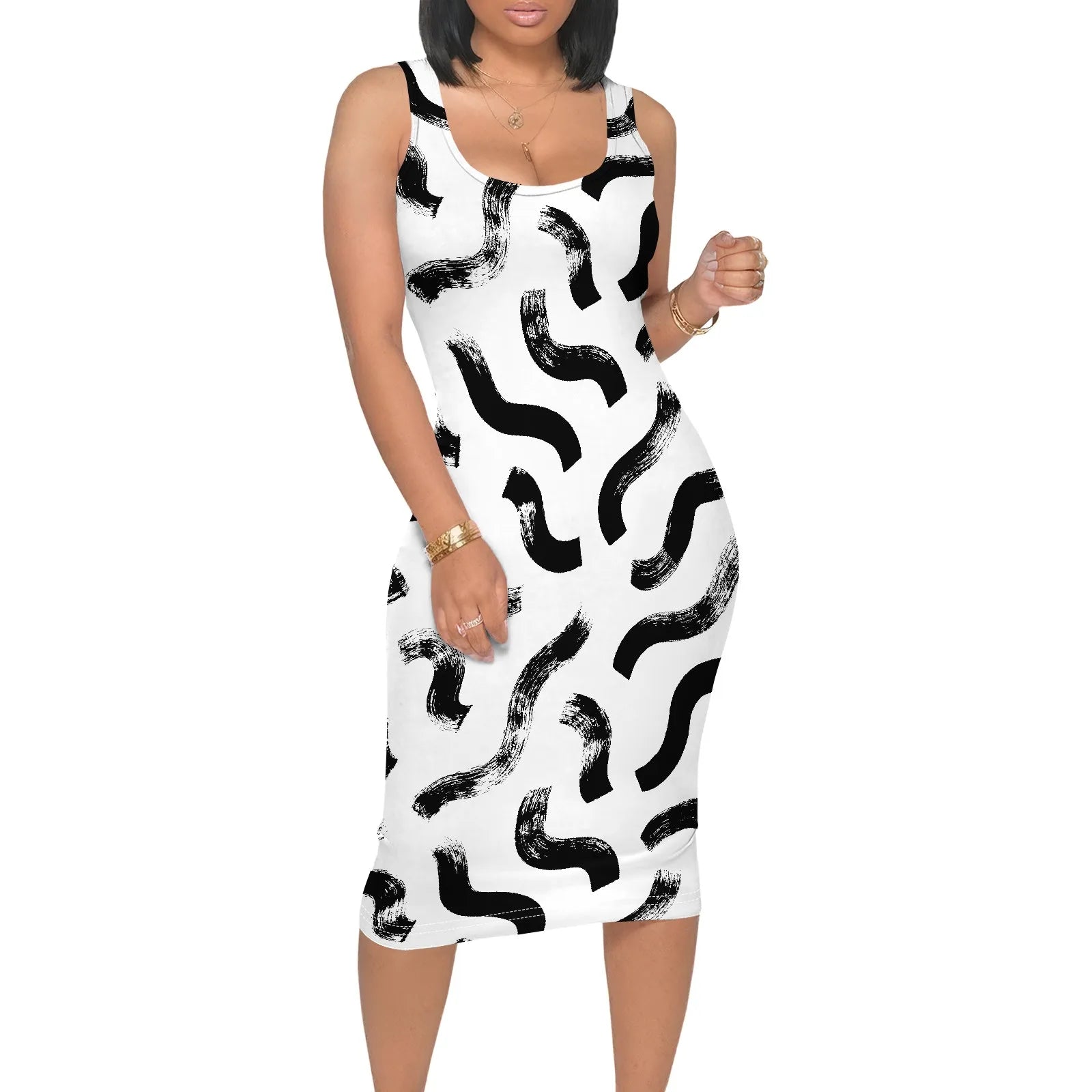 Women's Tank Top Bodycon Dress Sleeveless Pencil Midi Dress Party Club Dresses