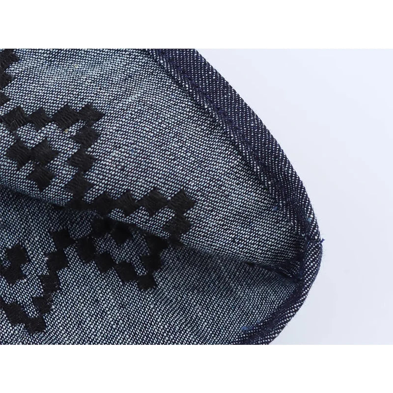 Vintage Women Long Sleeve V Neck Embroidered  Blouse Spring Summer 2025 Streetwear Tops Blusas Mujer