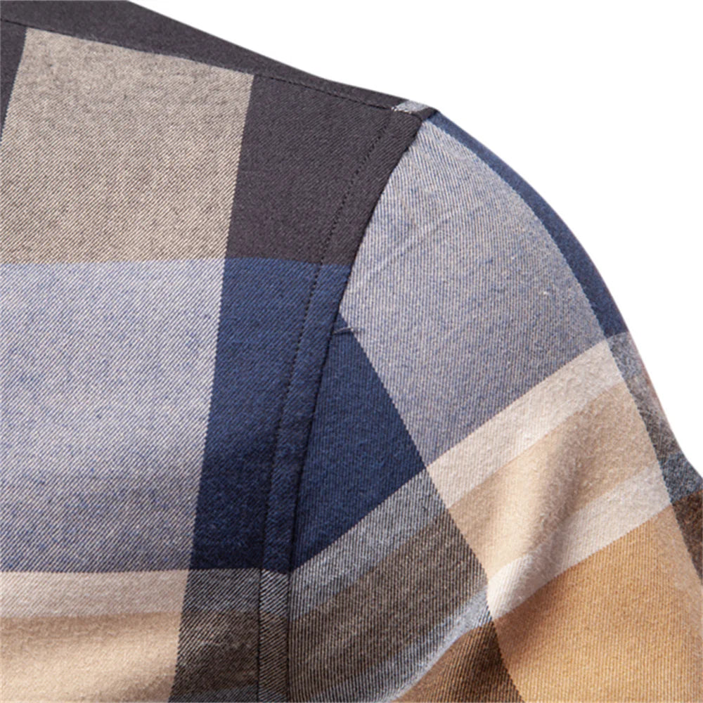 Men's Classic Plaid Shirt 100% Cotton Long Sleeve Autumn Winter Thickened Office Formal Business Executive Shirts For Men