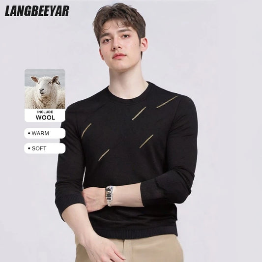 Men's High-End Woollen Designer Knitted Pullover Sweater, Casual Graphic Trendy Korean Brand, and Male Jumpers
