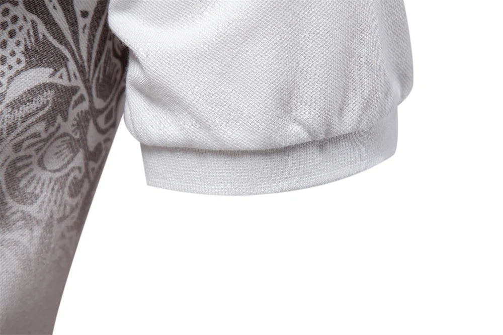 Men's Short Sleeve Polo Shirt, Gradient Printed, Cotton Blend, Summer Fashion, New Design
