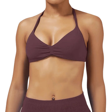 HISTELLO Women’s High Support Strappy Sports Bra – Seamless Push Up Gym & Yoga Workout Tank Top