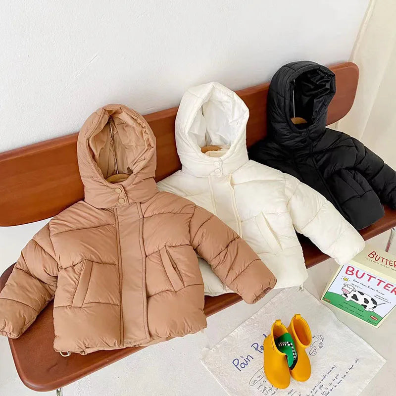 Winter Kids Parkas Korean Style Girls Boys Fur Coat Hoodie Boys Thicken Outerwear 7T Unisex