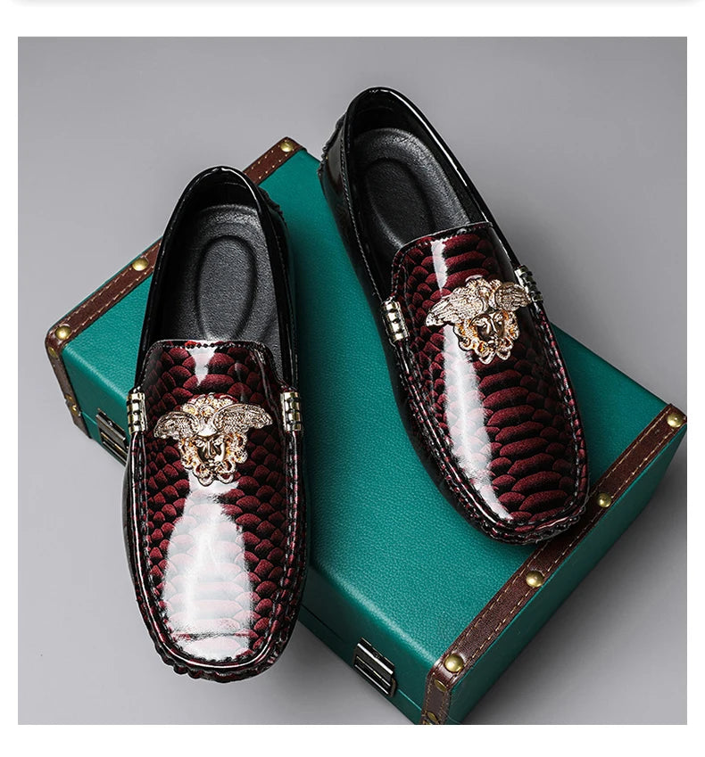 Luxury Trendy Mens Fashion Casual Shoes Popular Youth Daily Walking Shoes Red Business Moccasins Loafers Large Size 38-48