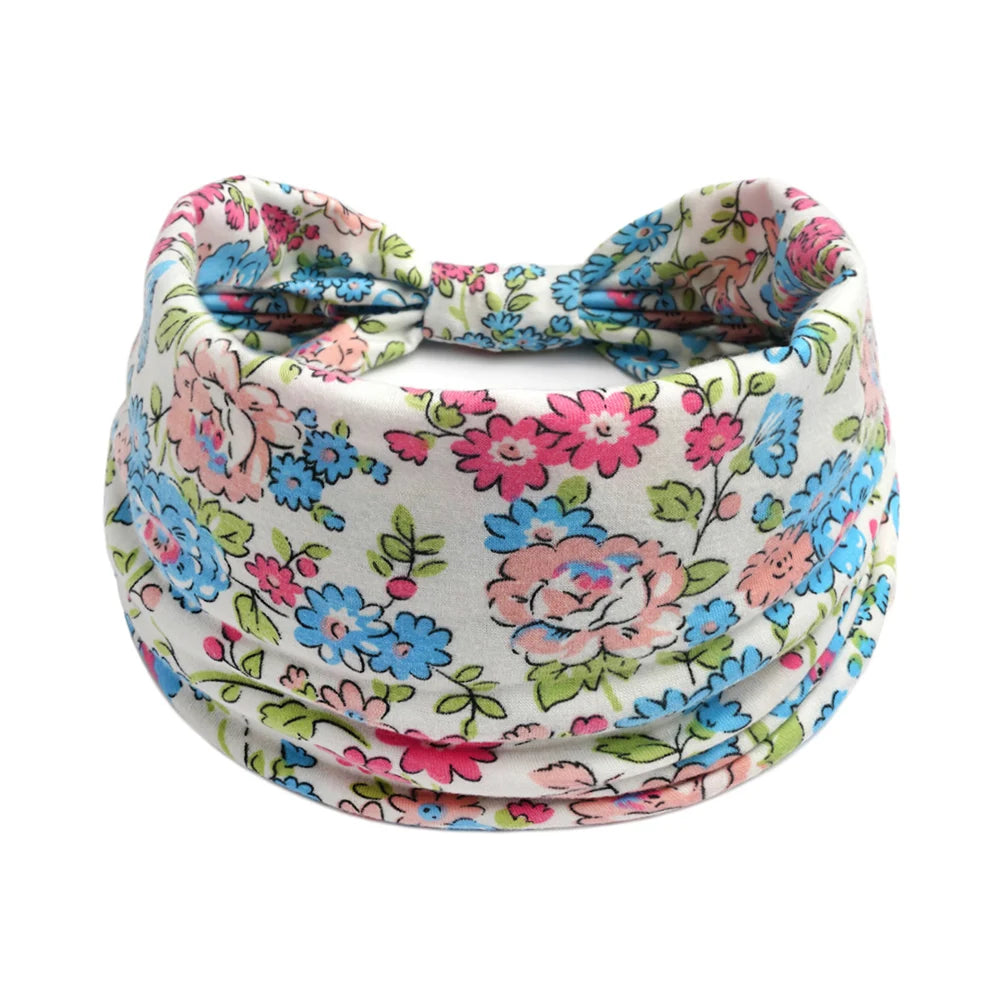 Bohol Headbands Women Wide Knotted Hairbands Elastic Turban Head Bands Non-Slip Floral Yoga Sports Sweatbands Workout Head Wraps