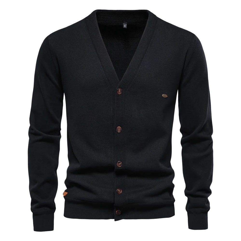 Men's Autumn Cotton Cardigan Sweater Casual Single Breasted Solid Colour High Quality Cotton Sweater For Men