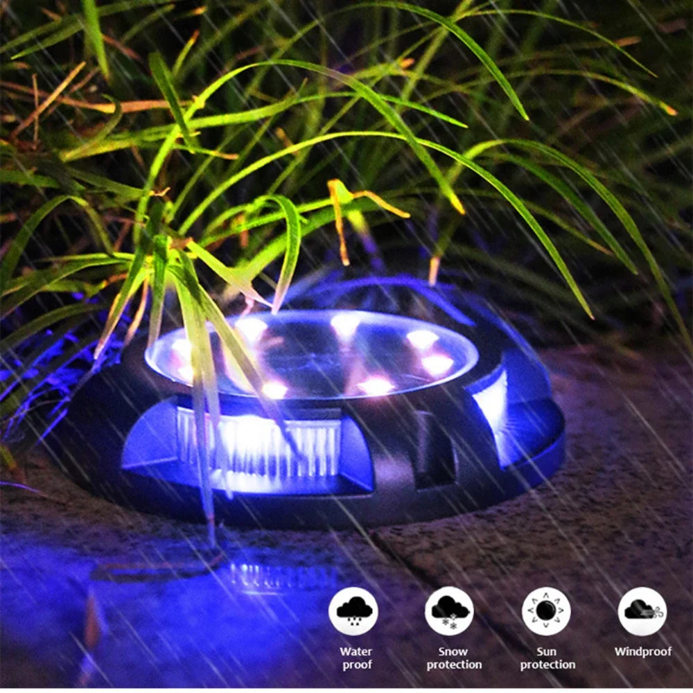 12LED Solar Underground Light Circular Outdoor Garden Solar Underground Light Deck Light Buried Solar Light Garden Decoration