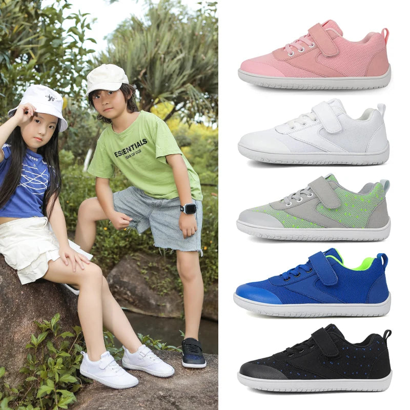 Boys Girls Wide Toe Barefoot Sneakers Minimalist Lightweight Non Slip Kids Walking Skate Shoes Comfortable Breathable Soft