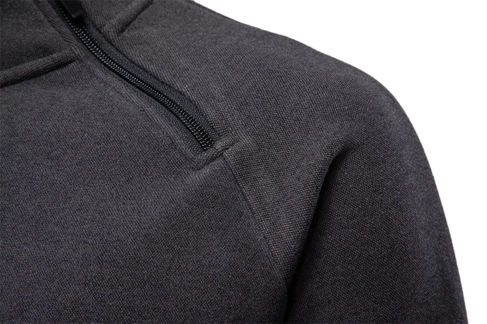Mens Fashion Sweatshirt Y2K Inspired Solid Color Plush Lined Side Half Zip Winter Warm High Neck Street Style Hoodies for Men