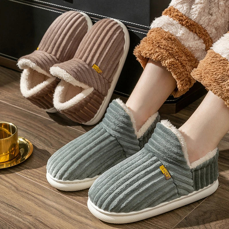 Unisex Warm Plush Fur Winter Slippers Indoor and Outdoor Fluffy Warm Fuzzy House Shoes With Fuzzy Soft Furry For Men & Women