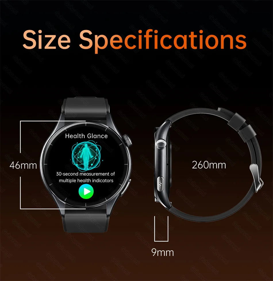 2025 Nieuw Smart Watch NFC ECG+PPG Bloedzuurstof Urinezuur Bloeddruk Saffier Smartwatch Heren - Compatibel met Samsung Galaxy, Xiaomi en Huawei IOS