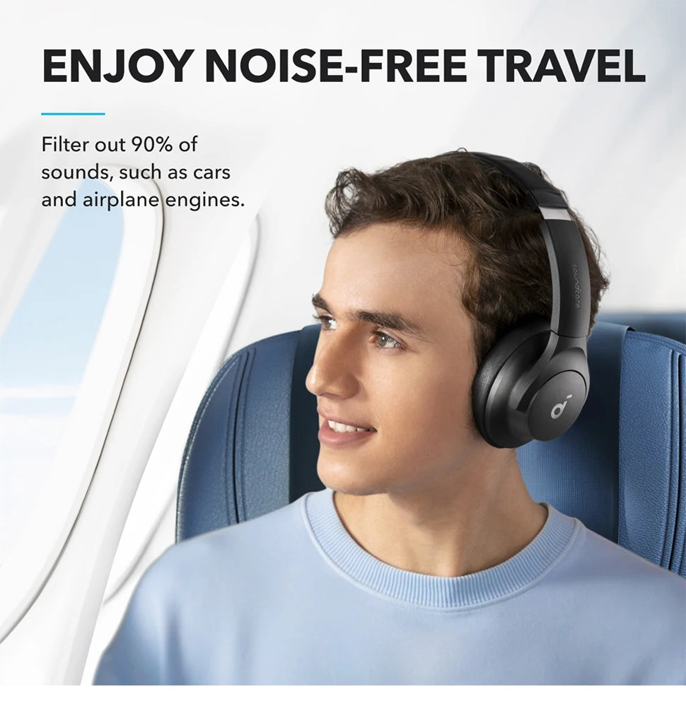 Soundcore by Anker Q20i Hybrid Active Noise Cancelling Headphones Wireless Over-Ear Bluetooth 40H Long ANC Playtime