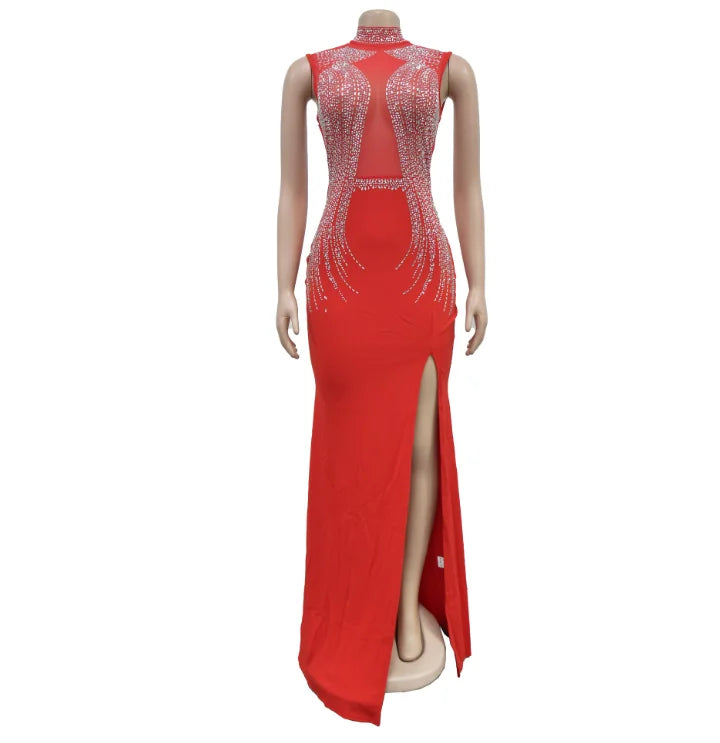 Sexy Rhinestone Shiny Floor Length Mermaid Party Dress