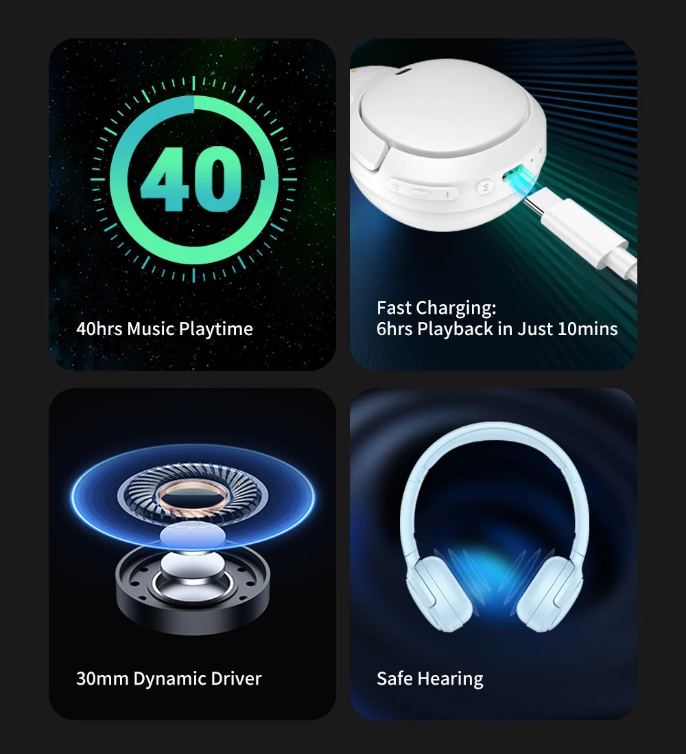 Edifier WH500 Wireless Bluetooth Headphones On-Ear Headset Lightweight Foldable Dual Connection 30H Battery Life