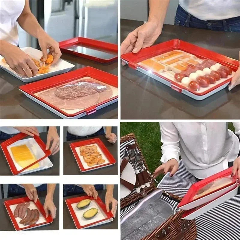 Food Preservation Tray Seafood Beef Ham Fresh Keeping Fresh Spacer Reusable Container Refrigerator Organizer Kitchen Tool