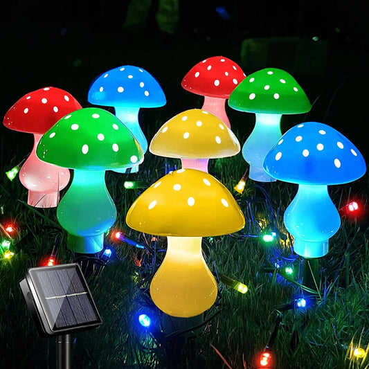Upgraded Outdoor Solar Garden Lights, Solar Mushroom Lights Outdoor 8Modes Waterproof Solar Powered Landscape Light Cute Fairy
