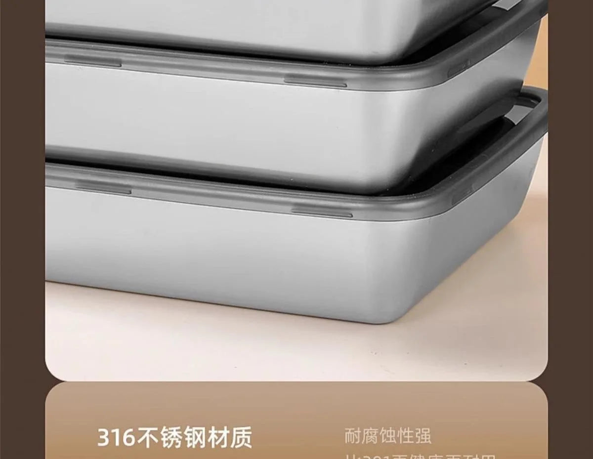 201 Stainless Steel Airtight Dumpling Storage Container with Lid - FoodGrade FreezerSafe Box for Meal Prep & Fridge Organization