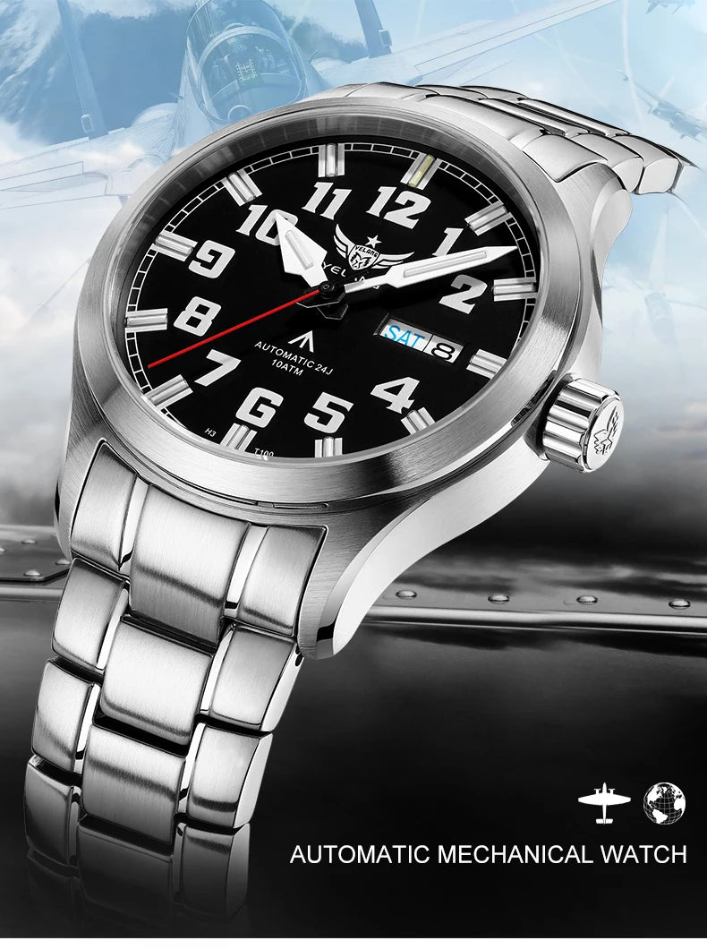 Yelang V1007 42MM Men Watch NH36 Luminous T100 Brand 100M Waterproof Mechanical Automatic Watch Sapphire Lens Reloj Business