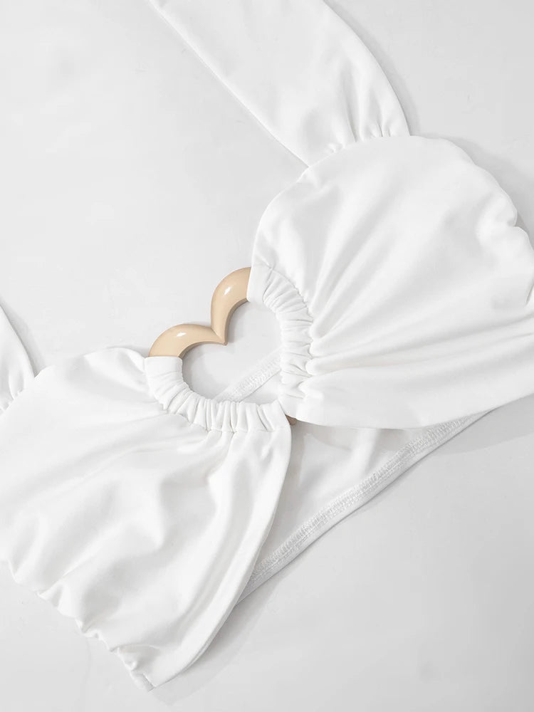 Liefdesringen Patchwork 2-delige set met gekruiste haltertops voor dames + gerimpelde holle rokken, bijpassende pakken met trendy straattrends